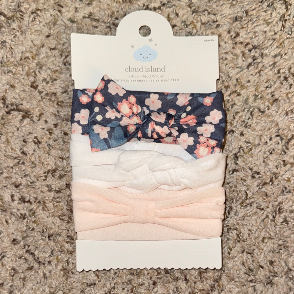 Cloud Island Floral and Solid Head Wraps - 3 Pack